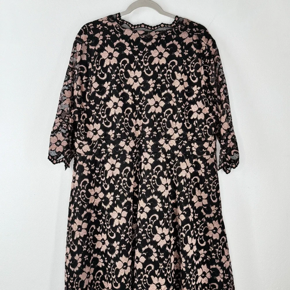 Kiyonna Floral Lace Dress Lined V-Neck Women’s Size 3X - Picture 9 of 14